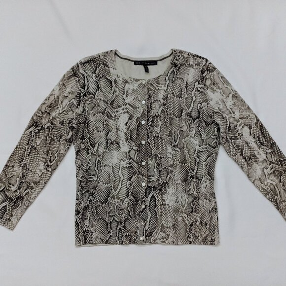 WHITE HOUSE BLACK MARKET Snakeskin Print Cardigan Sweater. Size M - Picture 2 of 7